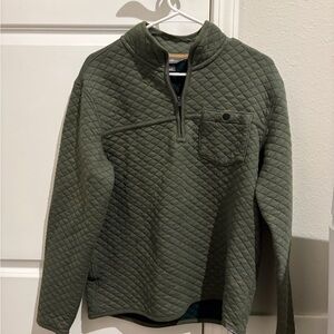 Eddie Bauer Men's Quilted Green Quarter Zip